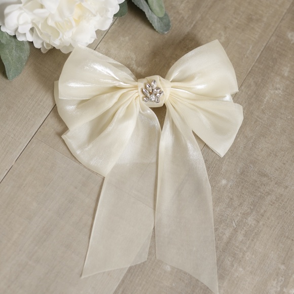 Ivory Flower Girl Dress Silk Blend Tulle Rhinestone Satin Ribbon Sash NWT - Picture 6 of 7